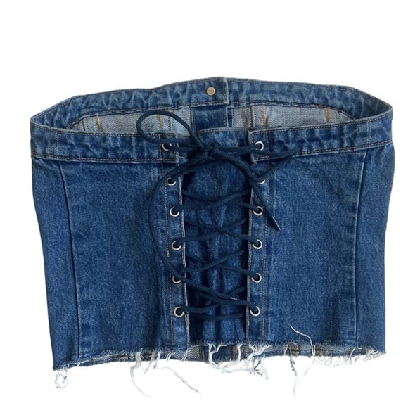 Levi's denim lace up corset top size extra small - Picture 2 of 7